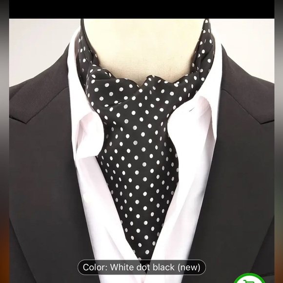 Other - COPY - Ascot Cravat Black polka dot white